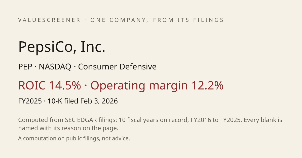 PepsiCo, Inc. (PEP): figures from its SEC filings